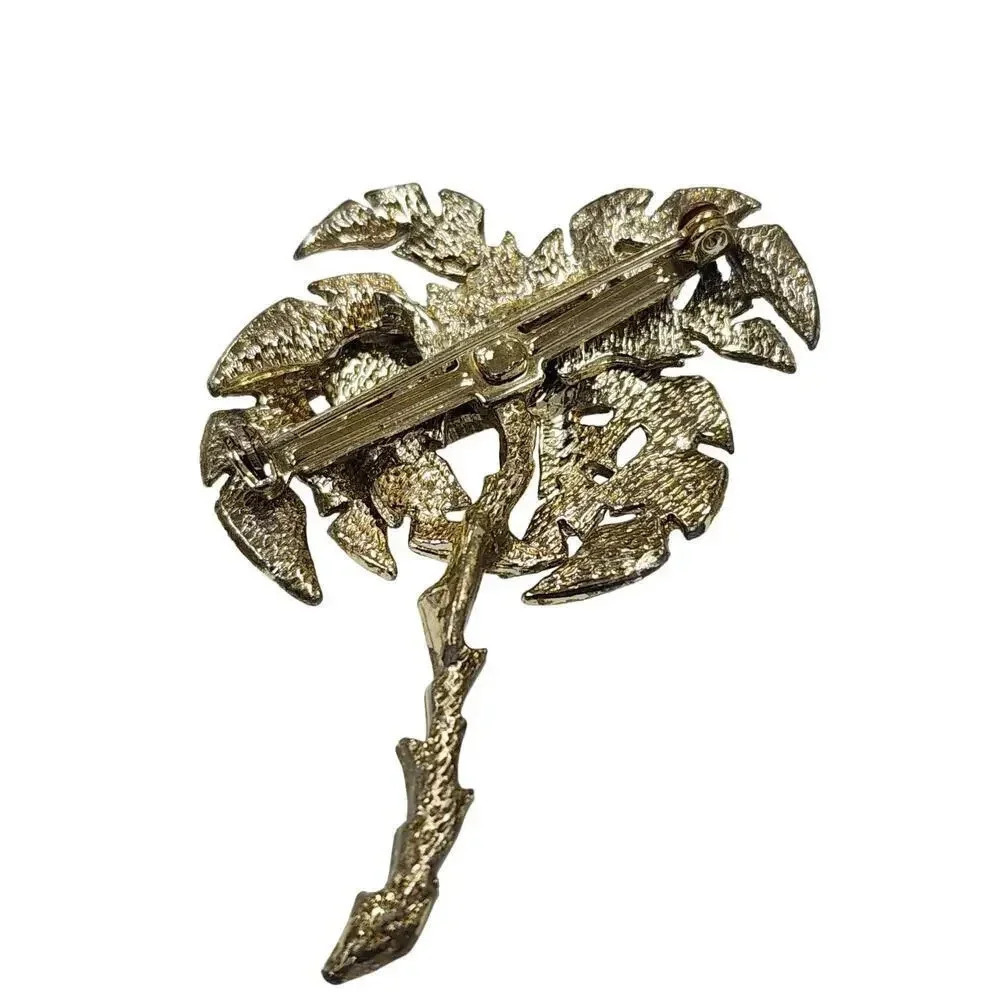 Vintage Palm Tree Brooch Pin Silver Tone